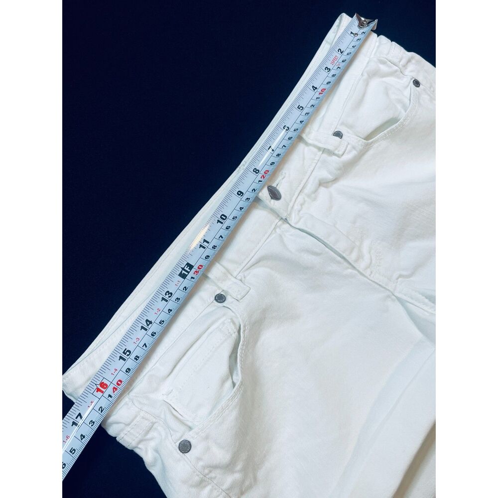 ~ PAIGE 27 Jean Shorts Jimmy Jimmy Rolled Hem Zip Low/Mid-Rise Dylan Denim White - Picture 7 of 16